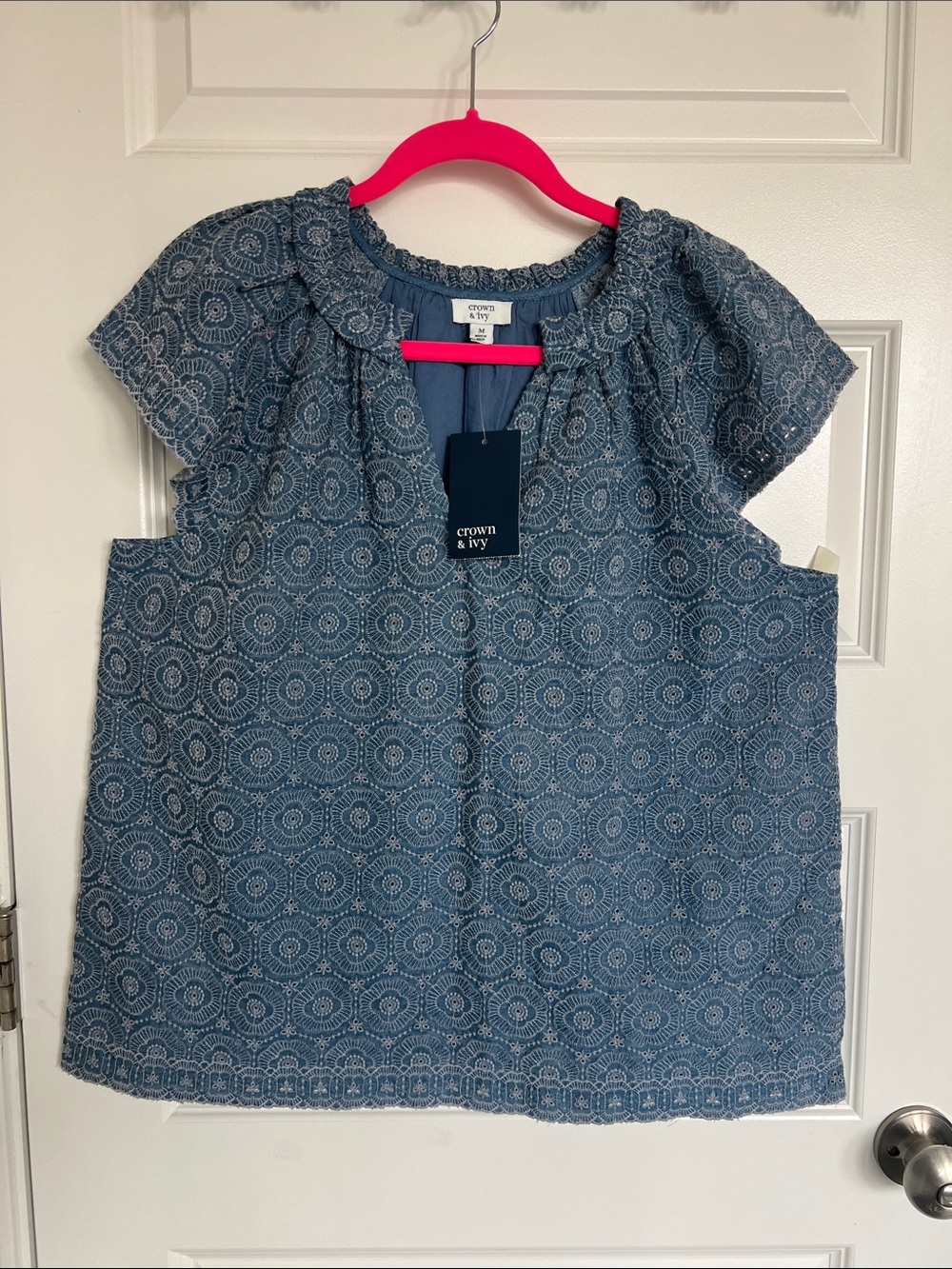 crown & ivy Blue Printed  size m 100% cotton nueva con etiqueta